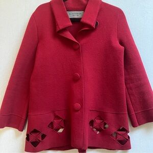 D. Exterior Italy Red Angora Blend Knit Jacket Cardigan Size Small